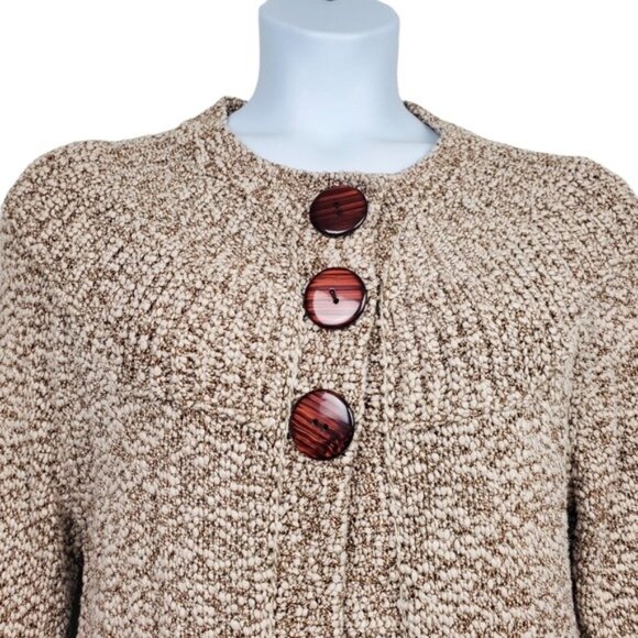 One Girl Who Womens Brown Flared Sleeve Tri-Button Knit Cardigan Sweater Size L - Picture 2 of 9